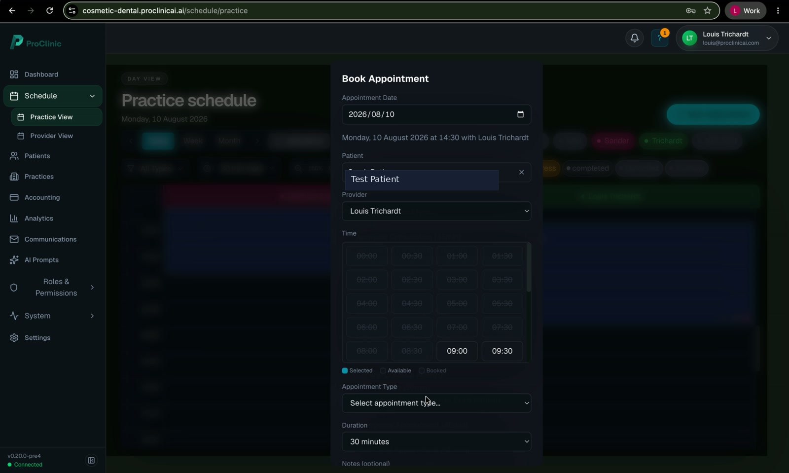 ProClinic step 03 — Schedule